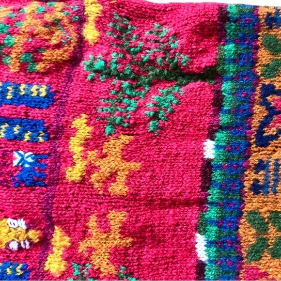 Vintage Express TRICOT Hand Knit Cat Wool Oversized Cardigan Sweater M/L - Picture 9 of 11